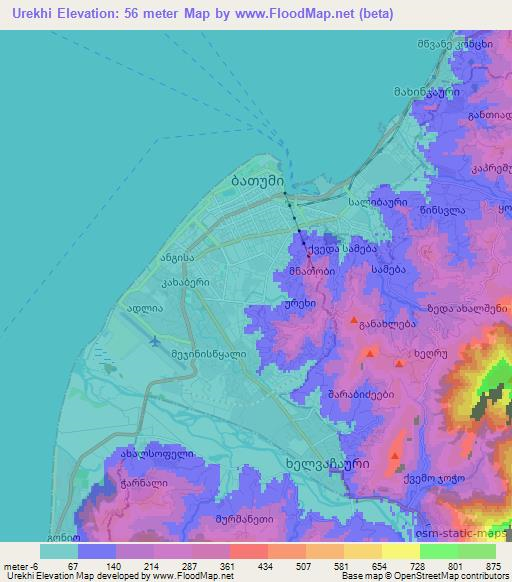 Urekhi,Georgia Elevation Map