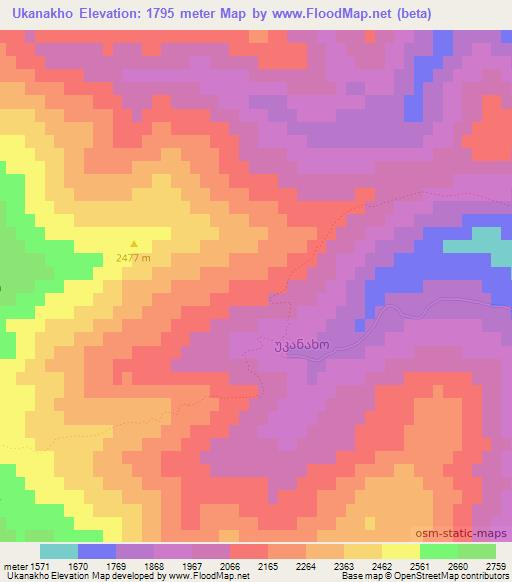 Ukanakho,Georgia Elevation Map