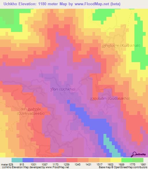 Uchkho,Georgia Elevation Map