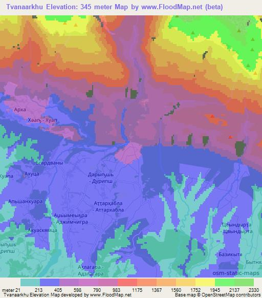 Tvanaarkhu,Georgia Elevation Map