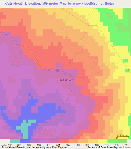 Ts'uts'khvat'i,Georgia Elevation Map