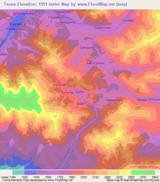 Tsona,Georgia Elevation Map