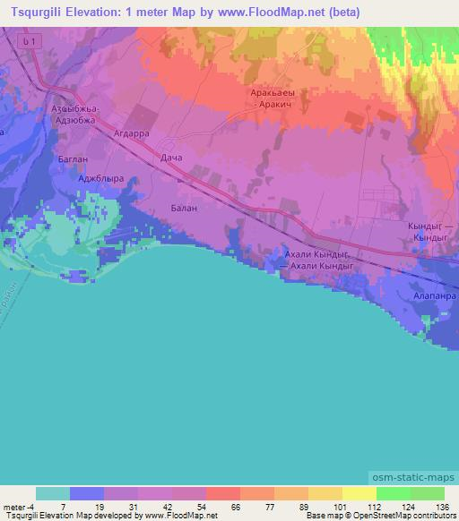 Tsqurgili,Georgia Elevation Map