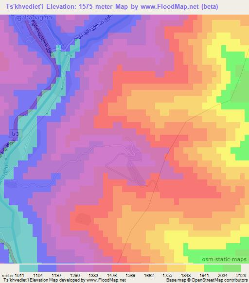 Ts'khvediet'i,Georgia Elevation Map