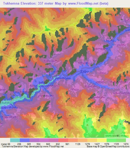 Tskhemna,Georgia Elevation Map