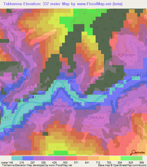 Tskhemna,Georgia Elevation Map
