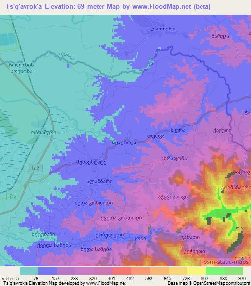 Ts'q'avrok'a,Georgia Elevation Map