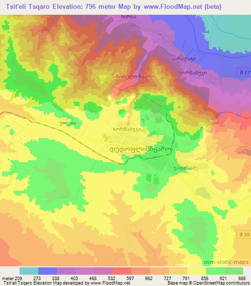 Tsit'eli Tsqaro,Georgia Elevation Map