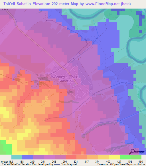 Tsit'eli Sabat'lo,Georgia Elevation Map