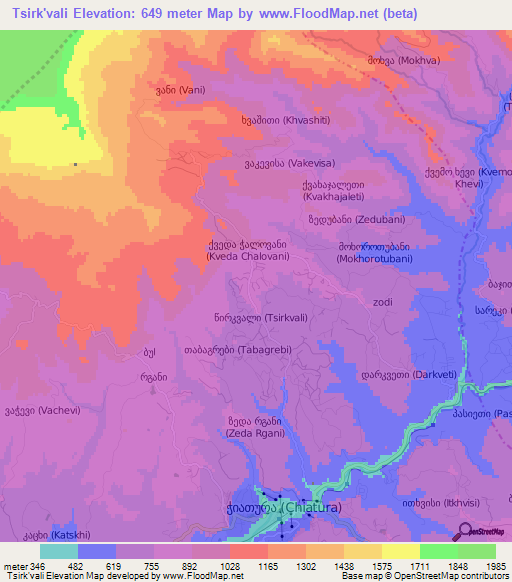 Tsirk'vali,Georgia Elevation Map