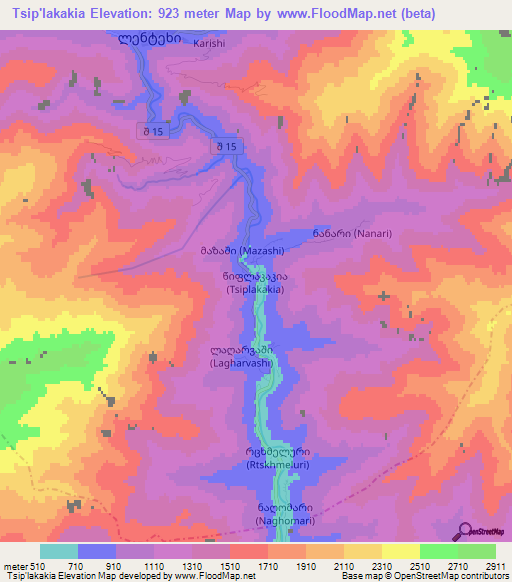 Tsip'lakakia,Georgia Elevation Map