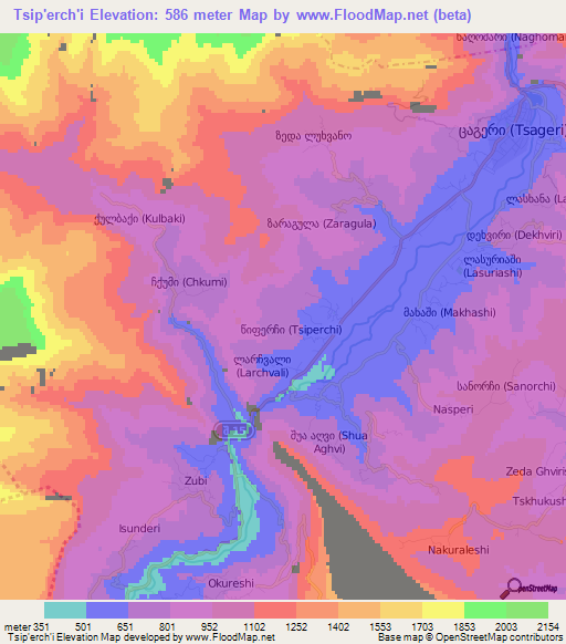 Tsip'erch'i,Georgia Elevation Map