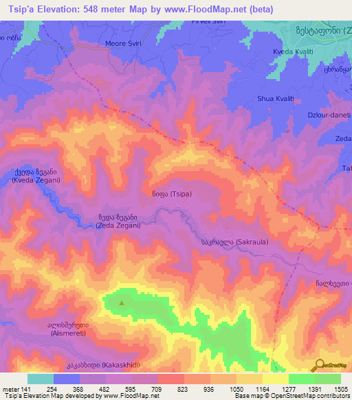 Tsip'a,Georgia Elevation Map