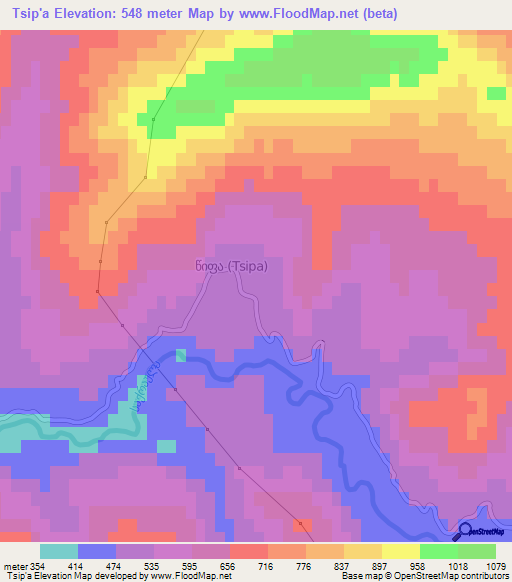 Tsip'a,Georgia Elevation Map