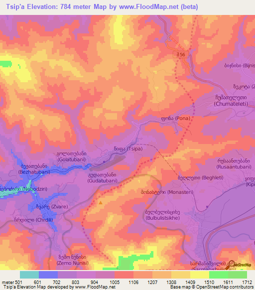 Tsip'a,Georgia Elevation Map