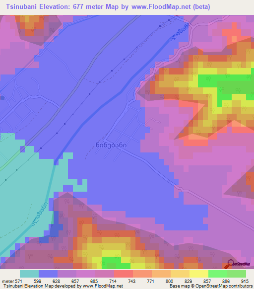Tsinubani,Georgia Elevation Map
