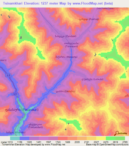 Tsinamkhari,Georgia Elevation Map