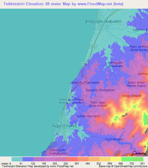 Tsikhisdziri,Georgia Elevation Map