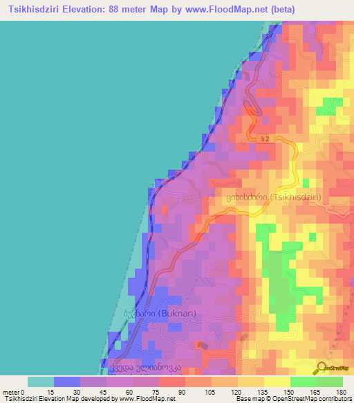 Tsikhisdziri,Georgia Elevation Map