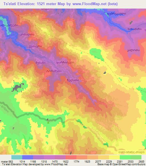 Ts'elati,Georgia Elevation Map