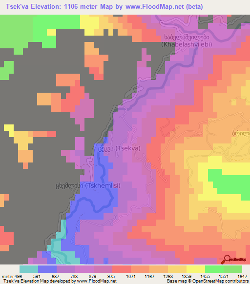 Tsek'va,Georgia Elevation Map