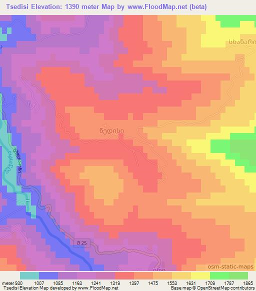 Tsedisi,Georgia Elevation Map