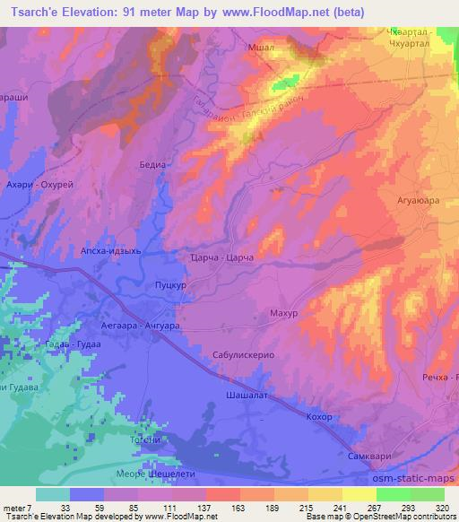 Tsarch'e,Georgia Elevation Map