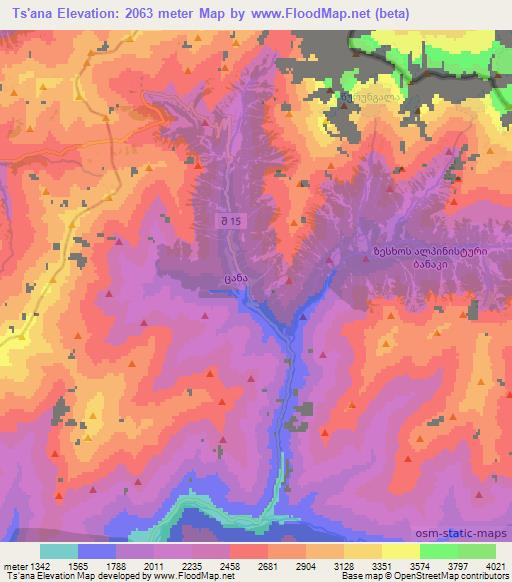 Ts'ana,Georgia Elevation Map