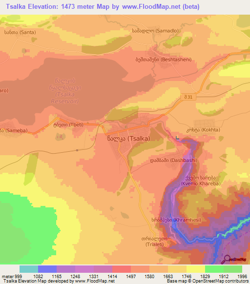 Tsalka,Georgia Elevation Map