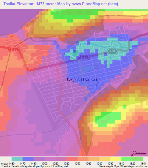 Tsalka,Georgia Elevation Map