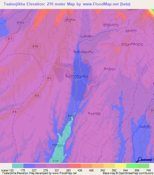 Tsalenjikha,Georgia Elevation Map