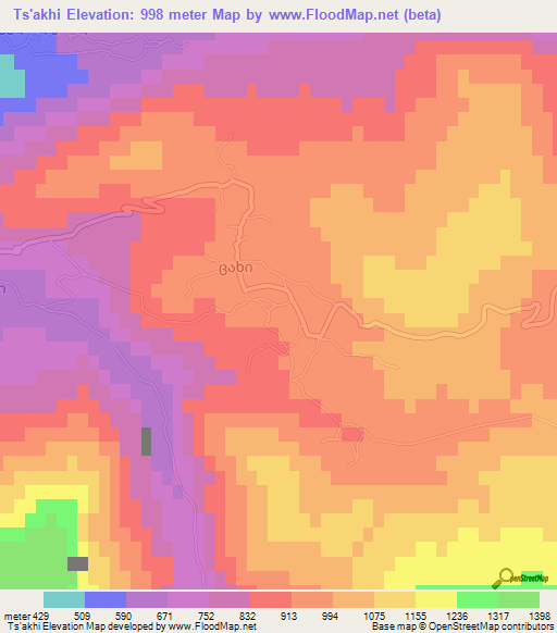 Ts'akhi,Georgia Elevation Map