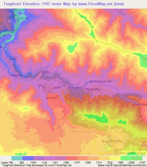 Tsaghveri,Georgia Elevation Map