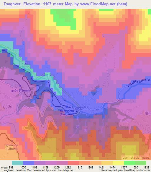 Tsaghveri,Georgia Elevation Map