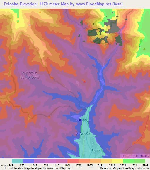 Tolosha,Georgia Elevation Map