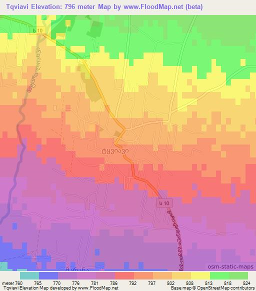 Tqviavi,Georgia Elevation Map