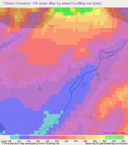 T'khina,Georgia Elevation Map
