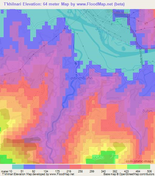 T'khilnari,Georgia Elevation Map