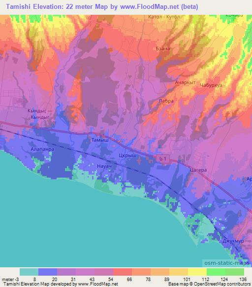 Tamishi,Georgia Elevation Map