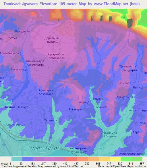 Tamkvach-Igvavera,Georgia Elevation Map