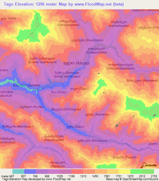 Tago,Georgia Elevation Map