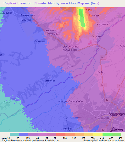 T'agiloni,Georgia Elevation Map