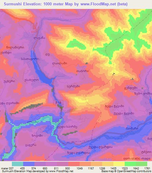 Surmushi,Georgia Elevation Map