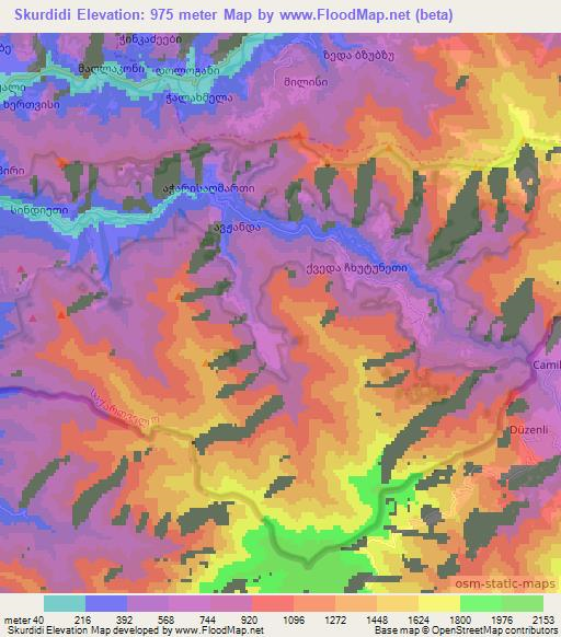 Skurdidi,Georgia Elevation Map