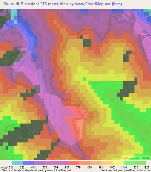 Skurdidi,Georgia Elevation Map
