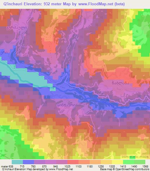Q'inchauri,Georgia Elevation Map