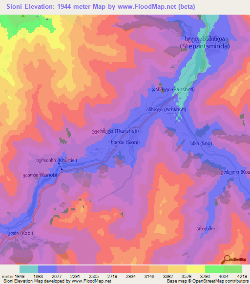 Sioni,Georgia Elevation Map