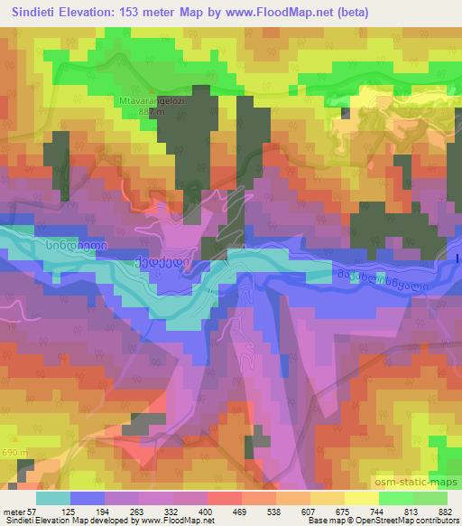 Sindieti,Georgia Elevation Map