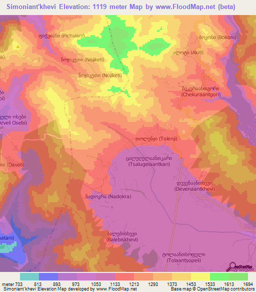 Simoniant'khevi,Georgia Elevation Map