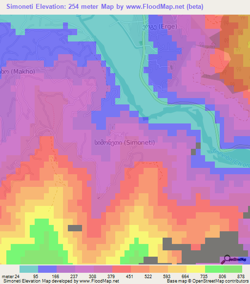 Simoneti,Georgia Elevation Map